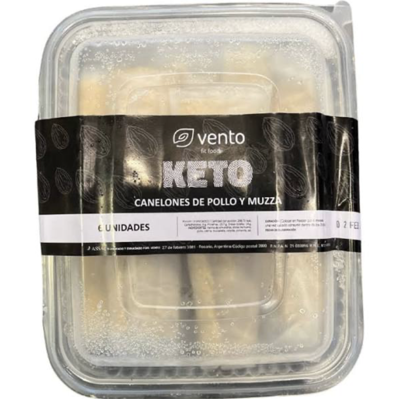 Canelones keto con pollo y muzzarella Vento