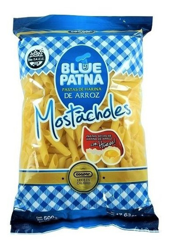 Fideos mostacholes sin tacc 500g Blue Patna