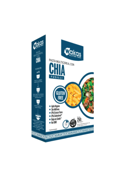 Pasta fusilli multicereal con chia sin tacc 250g Wakas