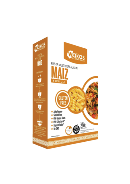 Pasta fusilli multicereal con maiz sin tacc 250g Wakas