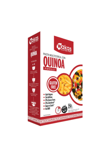 Pasta fusilli multicereal con quinoa sin tacc 250g Wakas