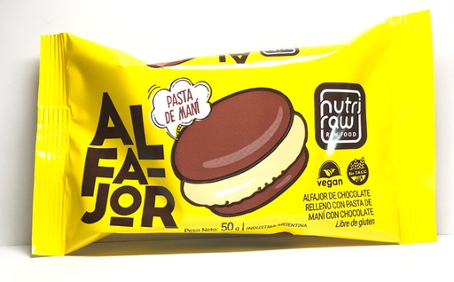 Alfajor chocolate con pasta de maní crudivegano sin tacc Nutri Raw