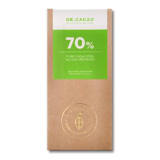 Chocolate al 70% con azucar organica 80g Dr Cacao