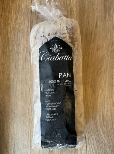 Pan de molde 100% integral vegano Ciabatta