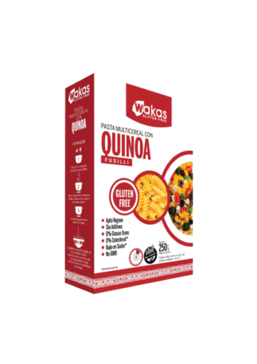 Pasta fusilli multicereal con quinoa sin tacc 250g Wakas